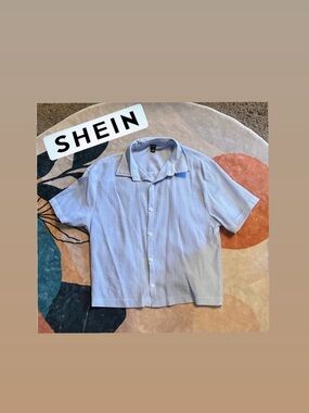 SHEIN Light Blue Button Down Shirt
